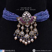 Nakshi Jewelry Polki Necklace Diamond Necklace Beaded Necklace Tanzanite Necklace Diamond Jewelry Moissanite Necklace Bridal-SHABURIS